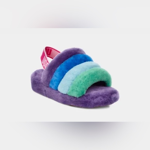 Last one ‼️UGG Pride Fluff Yeah flat sandals in purple rainbow - Picture 4 of 5